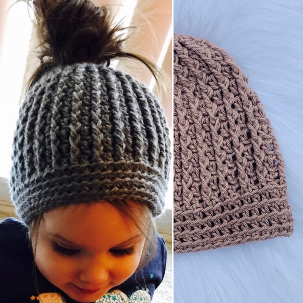 Messy Bun Hats Children-Teen Sizes - Picture 5 of 14